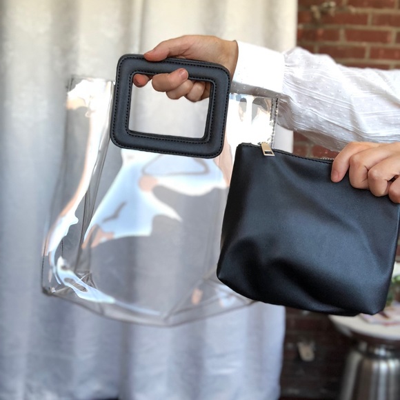 🆕Mabel Black & Clear PVC Top Handle Bag - Picture 2 of 5
